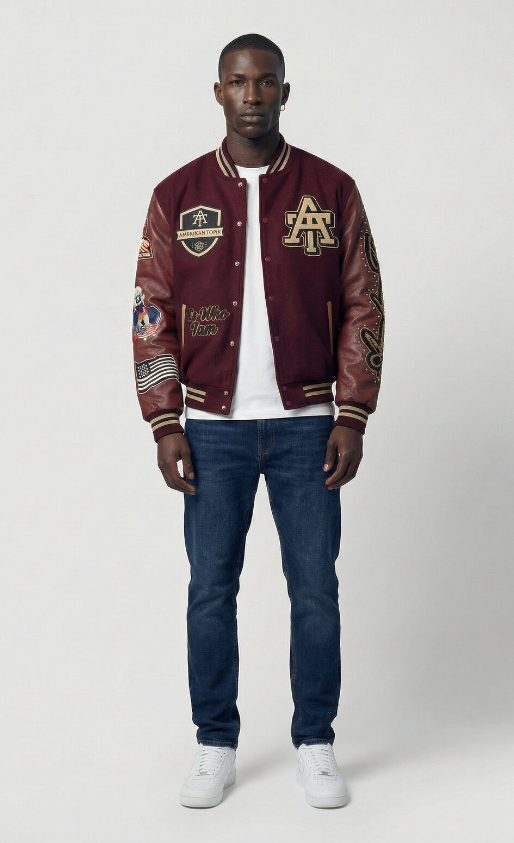 It's Who I'am Varsity Jacket — Burgundy