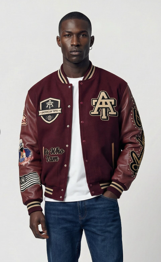 It's Who I'am Varsity Jacket — Burgundy