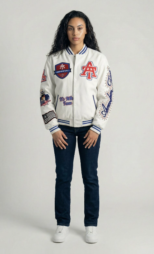 It's Who I'am Varsity Jacket — White