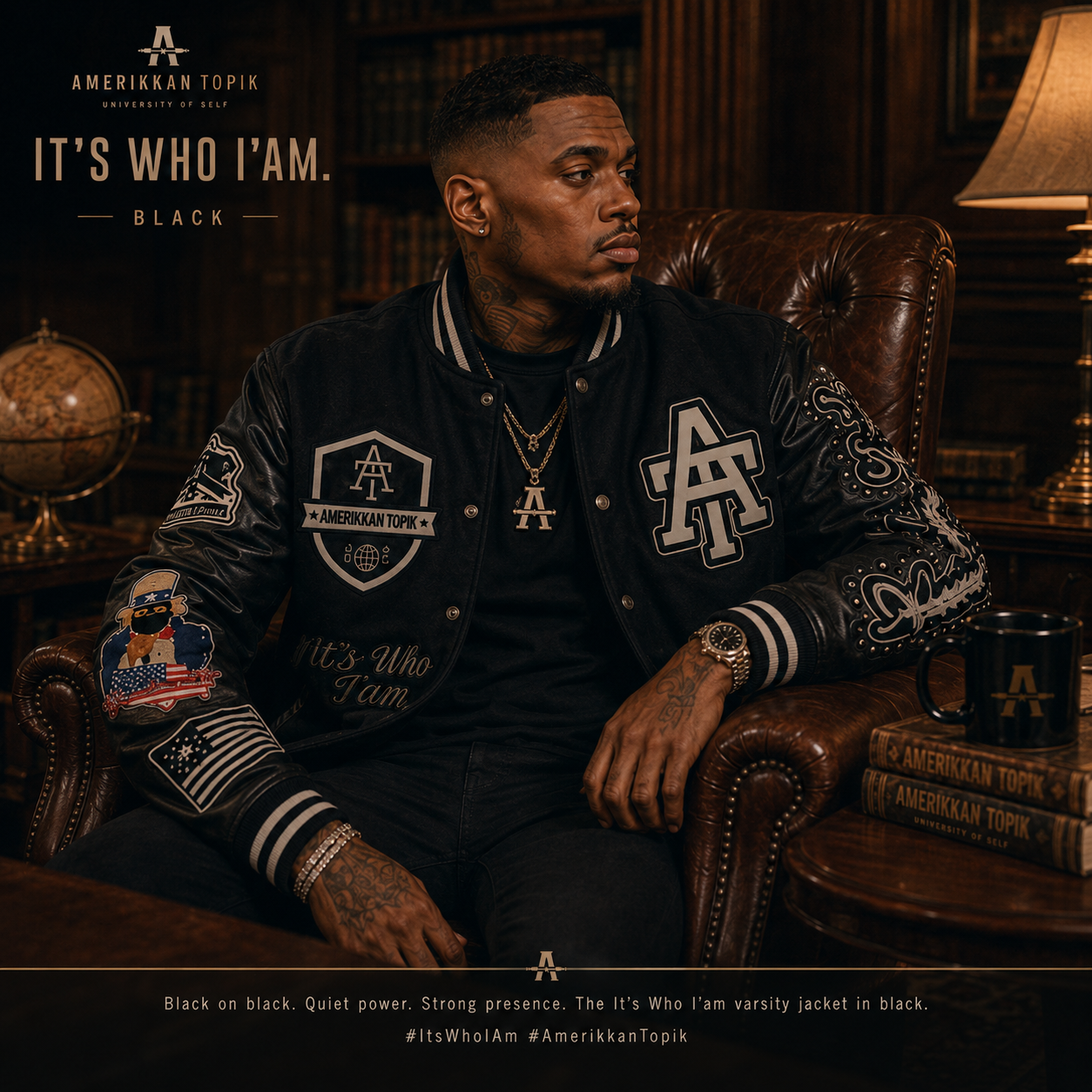 It's Who I'am Varsity Jacket — Black